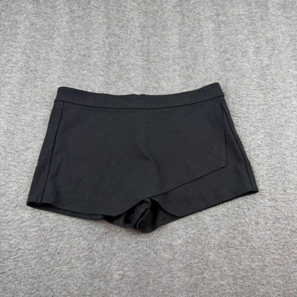 Iris Jeans Skort Women's Large‎ Black Asymmetrical Wrap Front Modern Vintage